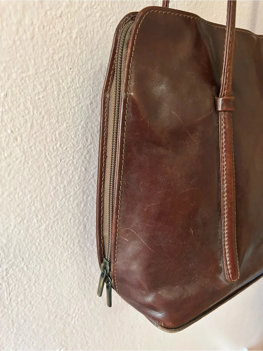 VTG 90s Chiaroscuro Italian Leather East West Briefcase Shoulder Bag